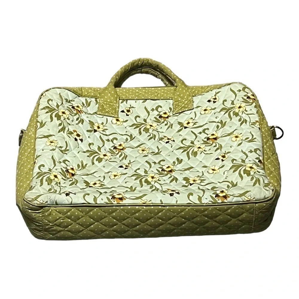 Isabella’s Journey Green Floral Quilted Laptop Bag Medium Size